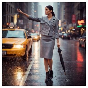 Vertigo Paris dark gray cropped rain jacket double breasted size Medium